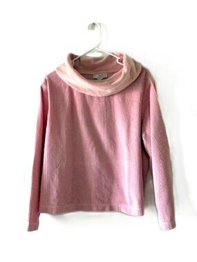 Chadwick's Pink Corduroy Long Sleeve Shirt with Soft Cowl Neck